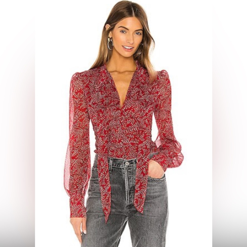 NWOT Bardot Floral Ditsy Blouse in Red Ditsy